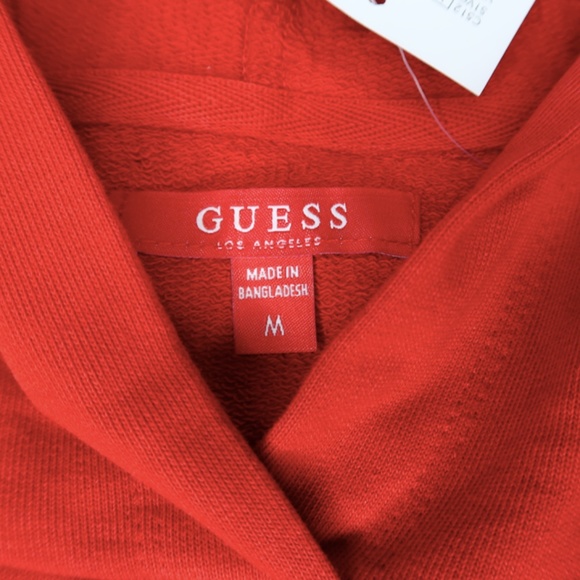 Guess Vera Long Sleeve Hoodie Sweatshirt Tulip Red Size Medium NWT - Picture 4 of 6